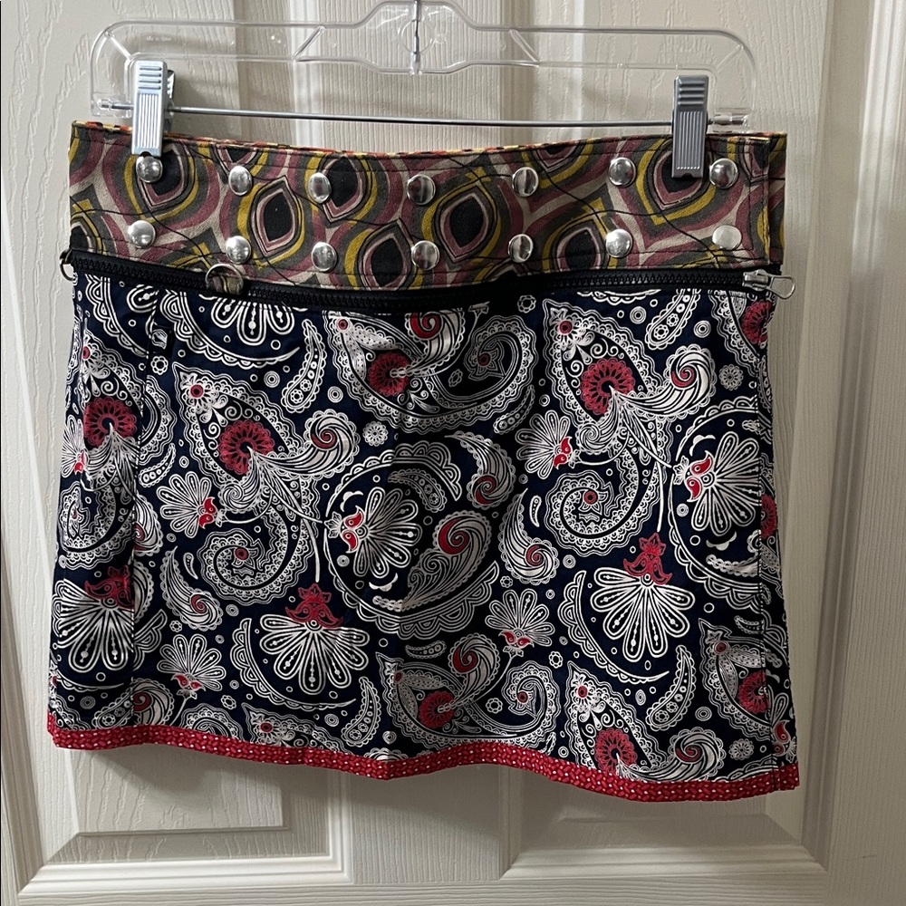 Zand Amsterdam reversable adjustable Mini Skirt with Studded Waistband